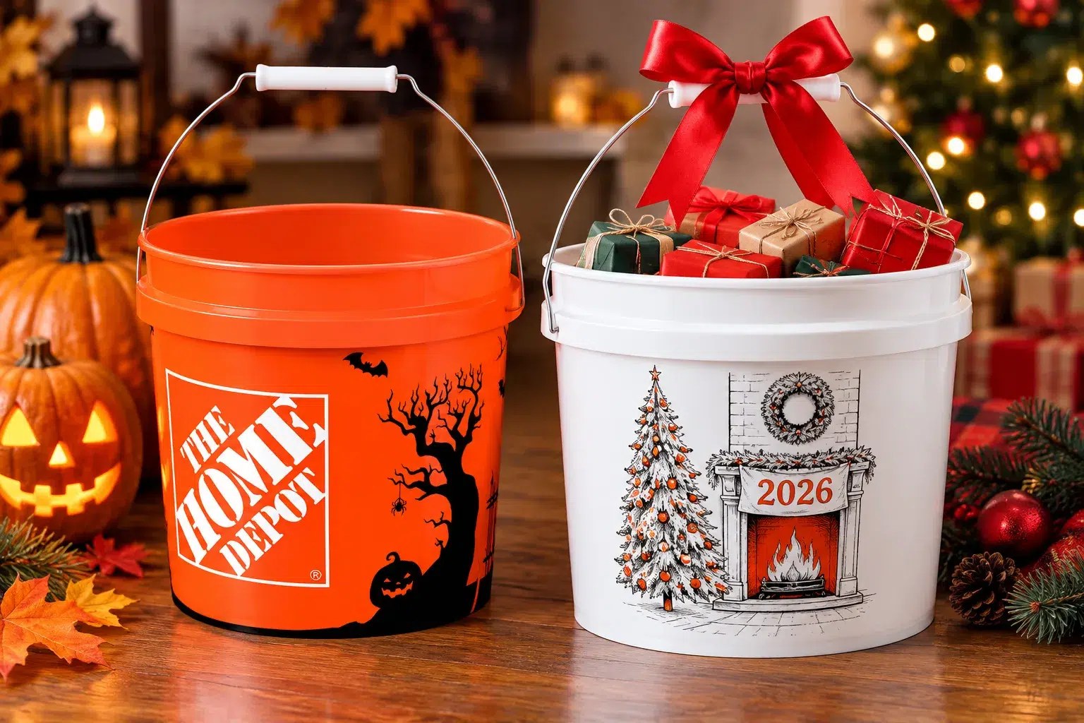 home depot halloween and christmas bucket